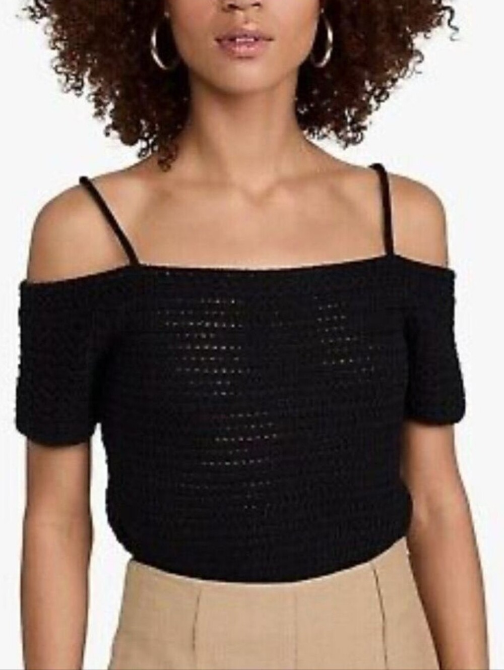 NWT Vince 100% Organic Cotton Crochet Off Shoulder Knit Sweater Top